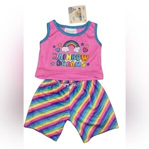 Build-A-Bear Rainbow Dreams Pink Tank and Striped Shorts Set
